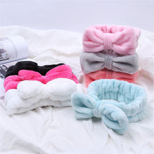 Load image into Gallery viewer, Coral Fleece Hair Bow Cross Headband For Wash Face Makeup Lady Bath Mask Cosmetic Hairband Girl Holder Rope Hair Accessories