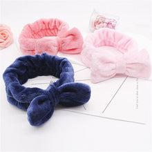 Load image into Gallery viewer, Coral Fleece Hair Bow Cross Headband For Wash Face Makeup Lady Bath Mask Cosmetic Hairband Girl Holder Rope Hair Accessories